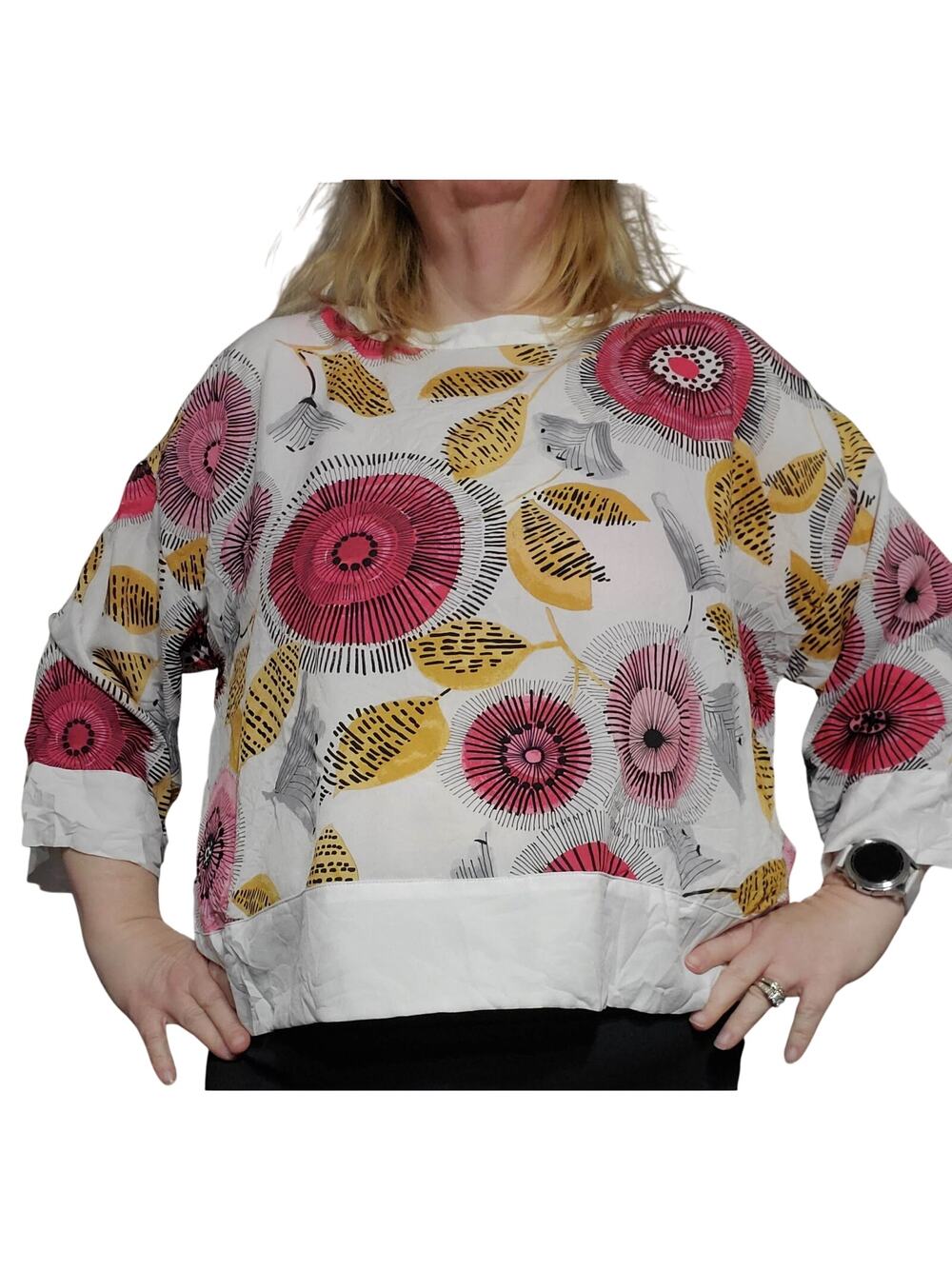 LIV by Habitat Size L Floral Art to Wear Boxy Blouse Spring Summer